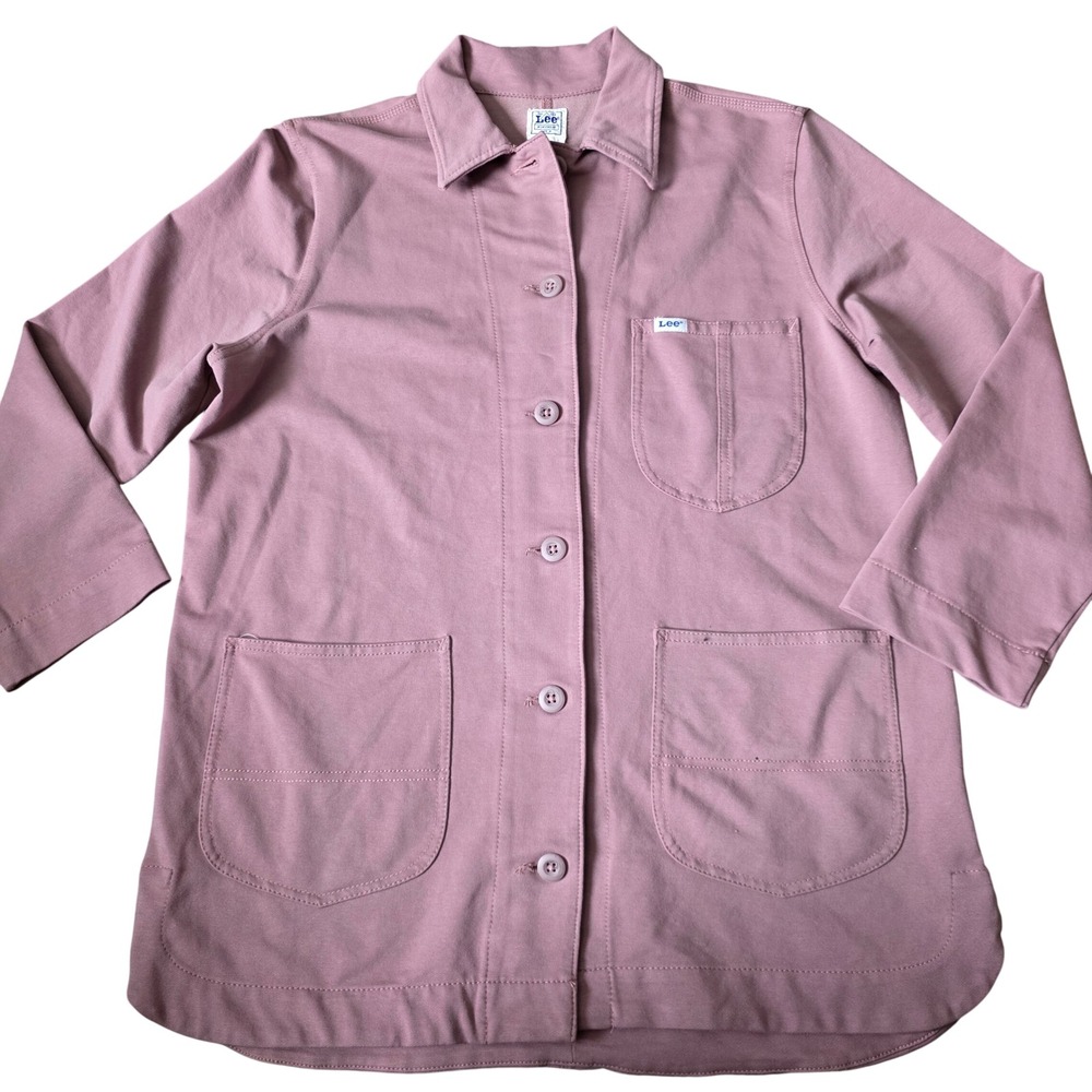 Lee Workwear Layers Duster Jacket Mauve Button Front Work Coat Women Medium